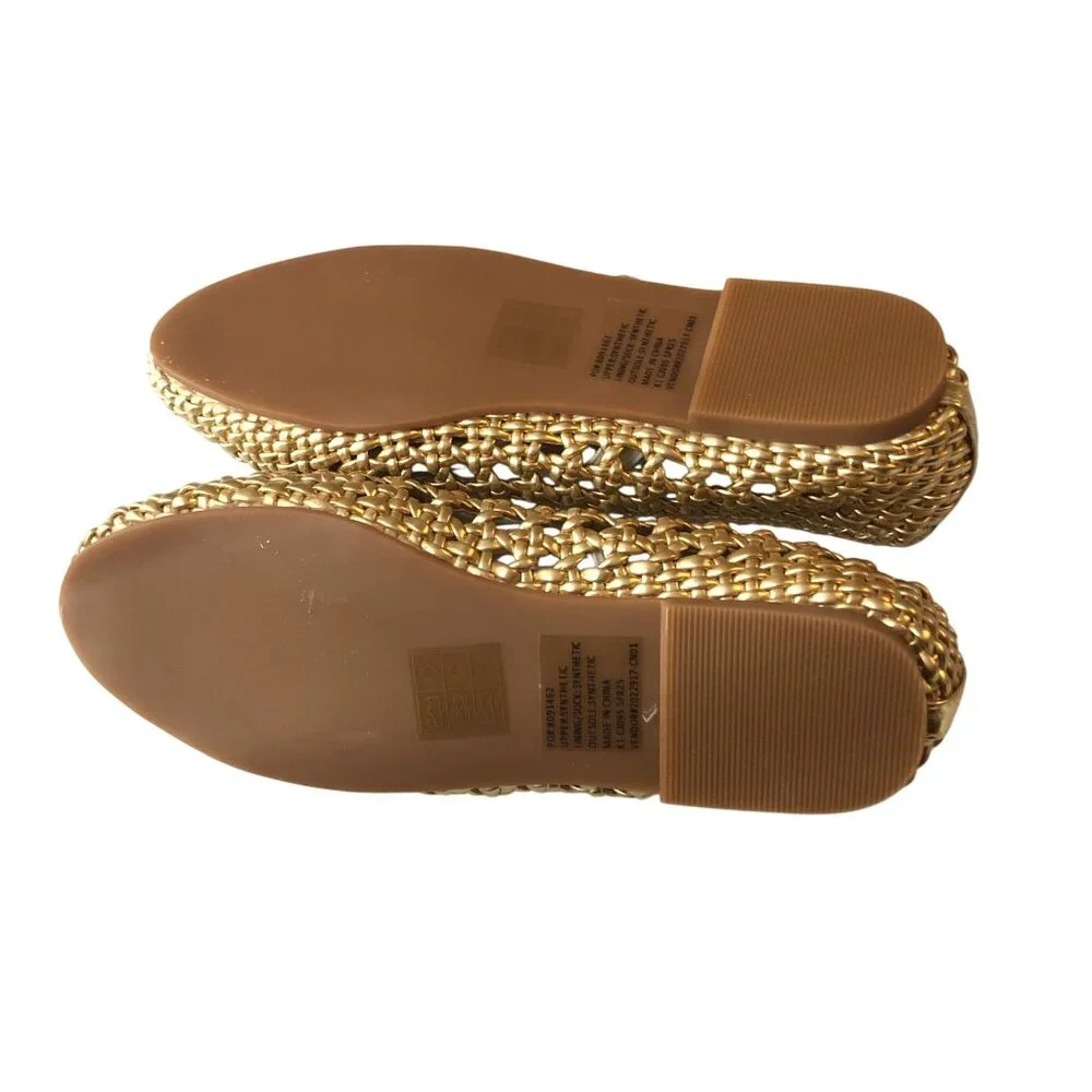 J Crew Crewcuts Girls' Basketweave Ballet Flats In Metallic Slip On Gold 1
